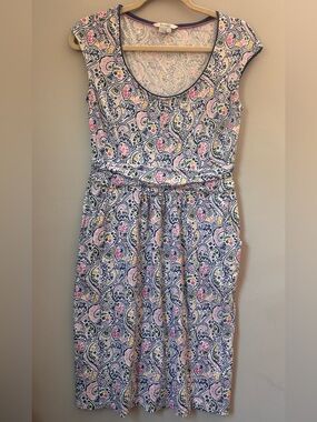 Boden Margot Jersey Dress Navy & Pink Paisley